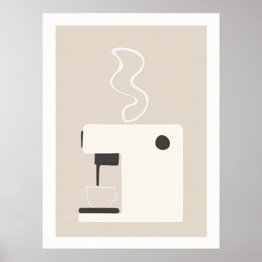 Simple Coffee Machine - Modern Kitchen Art Poster  (Voorkant)