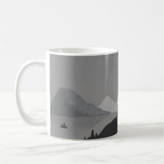 Simple coffee mug with gray mountain landscape koffiemok