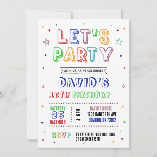 Simple Colorful Birthday Invitation (Devant)
