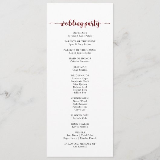 Simple Colorful Classic Floral Wedding Programme (Dos)