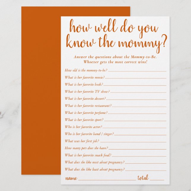 Simple Comme Tu Connais Bien Maman | Carte orange (Devant / Derrière)