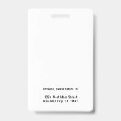 Simple Company Logo Employee ID Badge (Back)