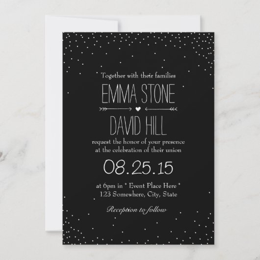 Simple Confetti Dots Mariages Invitations (Devant)