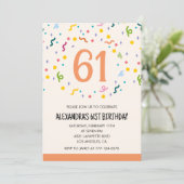 Simple Confetti Invitations de 61e anniversaire Mo (Debout devant)