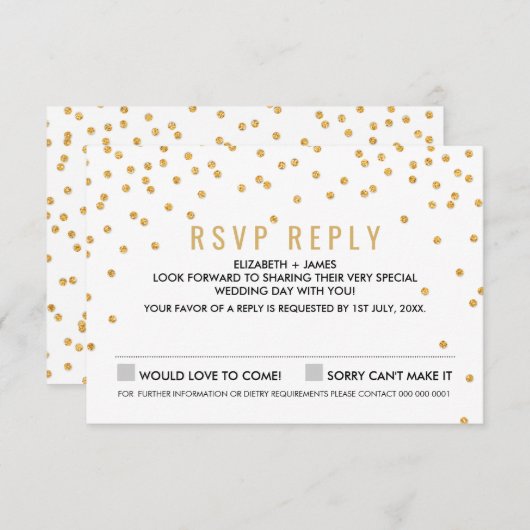 SIMPLE CONFETTI RSVP parties scintillant en or gla (Devant / Derrière)