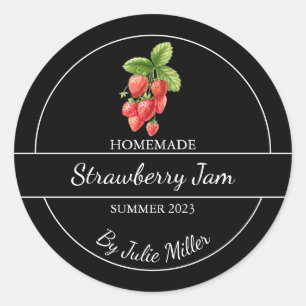Simple confiture de fraises maison Étiquette noir