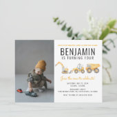 Simple Construction Birthday Dump Truck Party Kaart (Staand voorkant)