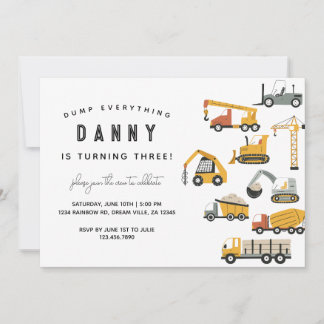 Simple Construction Camion Invitation Anniversaire