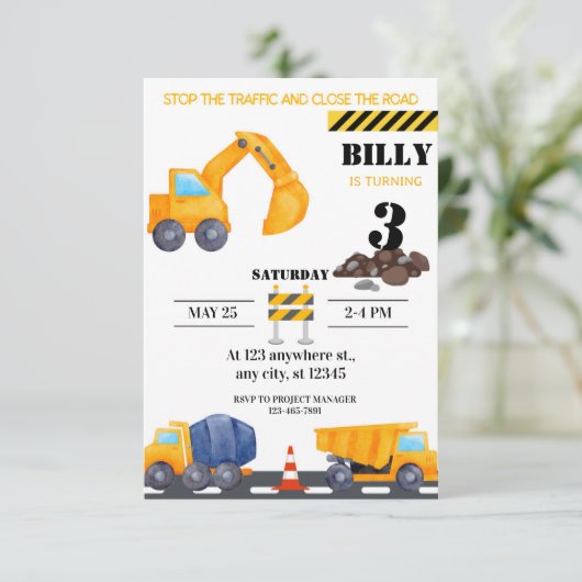 Simple construction moderne Invitation d'anniversa (Debout devant)