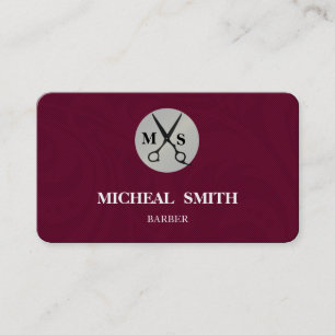 Simple Cool Retro Barber Monogram Scissors Visitekaartje