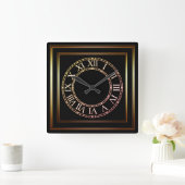 Simple Copper Lijst Black Wall Clock 2 Vierkante Klok (Huis)