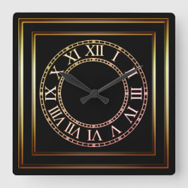 Simple Copper Lijst Black Wall Clock 2 Vierkante Klok