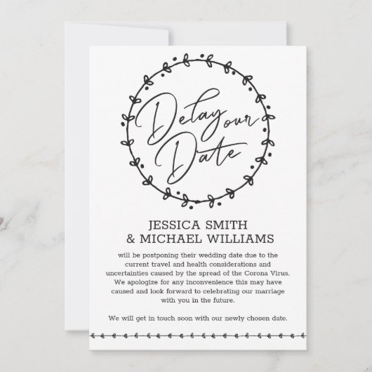 Simple Corona Virus Change Date Wedding Kaart (Voorkant)