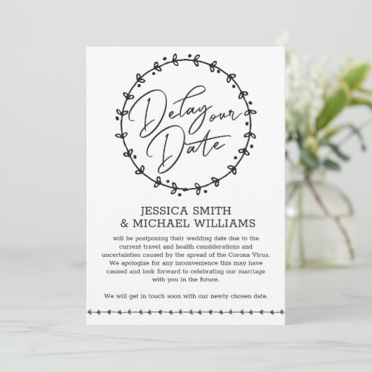 Simple Corona Virus Change Date Wedding Kaart (Staand voorkant)