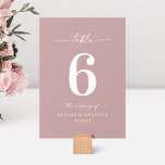 Simple couleur solide Dusty Mauve Mariage rose<br><div class="desc">Simple Couleur Solide Dusty Mauve Rose Mariage Numéro De Table De Dîner De La Réception. Cette Table Card chic et moderne est simple classique et élégant avec une couleur arrière - plan unie et une jolie police de calligraphie de script avec queues. Montré dans la nouvelle Colorway. Disponible en plusieurs...</div>