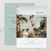 Simple Couple Photo Faire-part de mariage Seafoam (Devant / Derrière)
