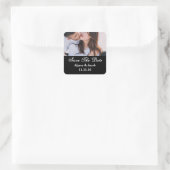 Simple Couples Photo Save the Date Wedding Square  Vierkante Sticker (Tas)