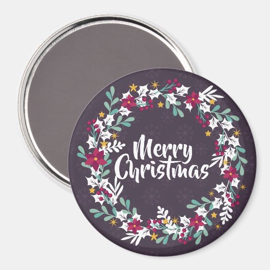 Simple couronne de Noël pourpre | Magnet (Recto/Verso)