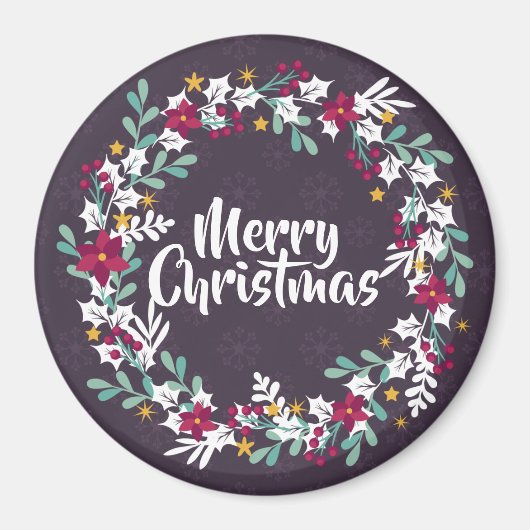 Simple couronne de Noël pourpre | Magnet (Devant)