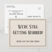 Simple Cream Uitgesteld Wedding Update Notice Briefkaart (Voorkant / Achterkant)