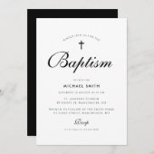 simple croix moderne invitation baptême (Devant / Derrière)