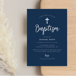 simple croix moderne invitation baptême