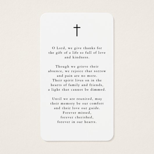 Simple Cross Photo Funeral Funeral Prayer Card (Dos)