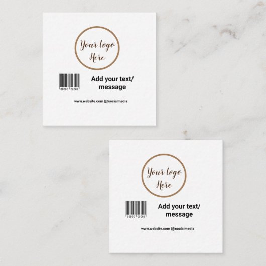 simple custom barcode add your text website QR Sq Vierkante Visitekaartje (Voorkant / Achterkant)