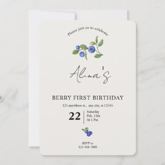 Simple Custom Berry first birthday fruit birthday  Kaart