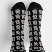 Simple Custom Cat Pet Photo Personalized Text Sock Sokken (Top)