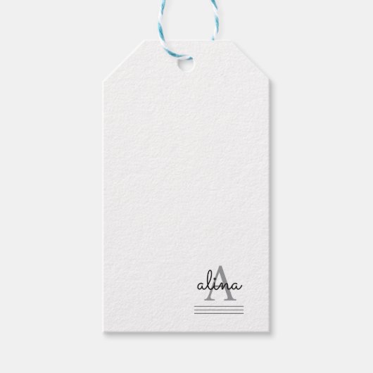 Simple Custom Design Personalize Monogram Cadeaulabel (Voorkant)