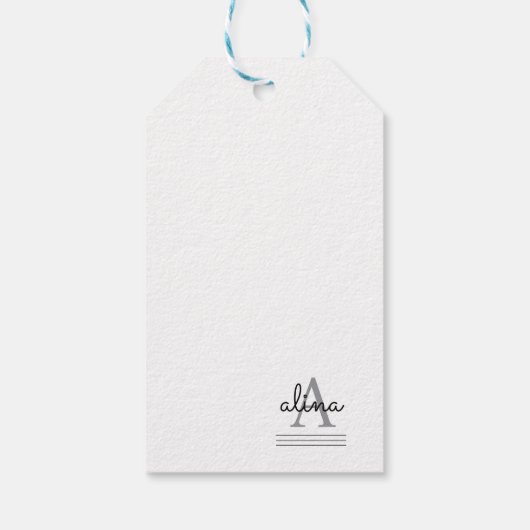 Simple Custom Design Personalize Monogram Cadeaulabel (Achterkant)