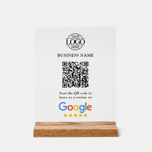 Simple Custom Google Reviews QR Code Business Logo (Recto)