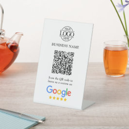 Simple Custom Google Reviews QR Code Business Logo Reclamebord Met Voetstuk