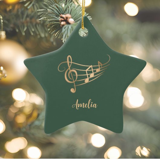 Simple Custom Name Musical Elegant Christmas Keramisch Ornament
