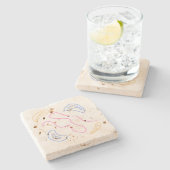 Simple custom QR code add you name logo Classic Ro Stenen Onderzetter (Zijkant)