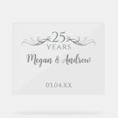 Simple Custom Script 25th Wedding Anniversary Acryl Bord (Voorkant)