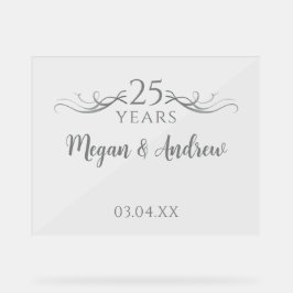 Simple Custom Script 25th Wedding Anniversary Acryl Bord