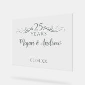 Simple Custom Script 25th Wedding Anniversary Acryl Bord (Hoek)