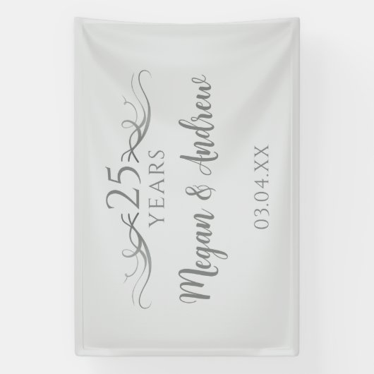 Simple Custom Script 25th Wedding Anniversary Spandoek (Verticaal)