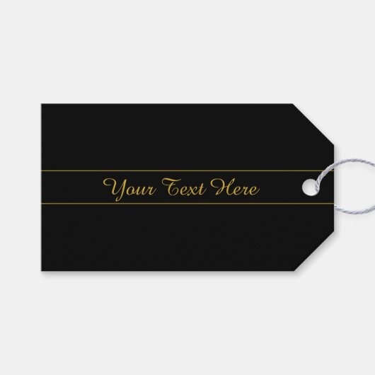 Simple Customizable Gold & Black Text Design Cadeaulabel (Voorkant (Horizontaal))