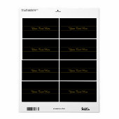 Simple Customizable Gold & Black Text Design  Etiket (Full Sheet)