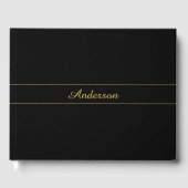 Simple Customizable Gold & Black Text Design  Gastenboek (Voorkant)