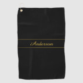 Simple Customizable Gold & Black Text Design  Golfhanddoek (Voorkant)