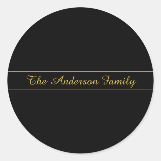 Simple Customizable Gold & Black Text Design  Ronde Sticker (Voorkant)
