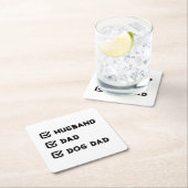 Simple Cute Checkbox Husband, papa, Dog dad Vierkante Kartonnen Onderzetter (Insitu)