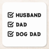 Simple Cute Checkbox Husband, papa, Dog dad Vierkante Kartonnen Onderzetter (Voorkant)