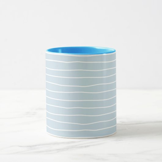 Simple Cute Light Blue Water Texture Wavy Stripe Mok (Midden)