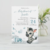 Simple cute little zebra baby shower invitation (Debout devant)