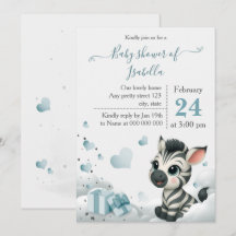 Simple cute little zebra baby shower invitation